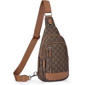 Women Pvc Coffee Color Imported Faux Leather Unique Sling Cross Body Backpack